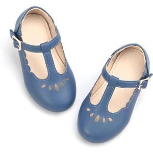 THEE BRON Girl's T-Strap Flats Toddler/Little Kid Ballet Mary Jane Party Dress Shoes 13 Little Kid