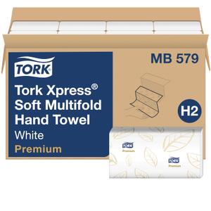 Tork Soft Xpress Multifold Paper Hand Towels White, H2 System Compatible Pack of 16 X 135 Towels Each (MB579)