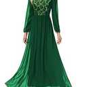 YHHOWEP Women's Evening Formal Dresses Elegant Chiffon Bridesmaid Ball Gowns A Line Tea Length Dress with Sleeves Dark Green L