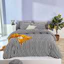 Karever White and Black Striped Comforter Set Full/Queen Soft Durable Striated Bedding Set Ticking Quilts for Girls Boys Hotel Quality