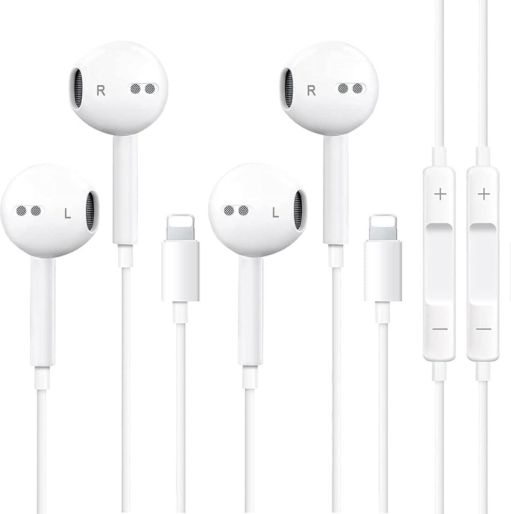 2 Pack Earbuds for iPhone Headphones Wired Earpohnes with Built-in Remote to Control Music, Phone Calls, and Volume Compatible with iPhone 14 13 12 11 Pro Max XS XR X 8 7 6