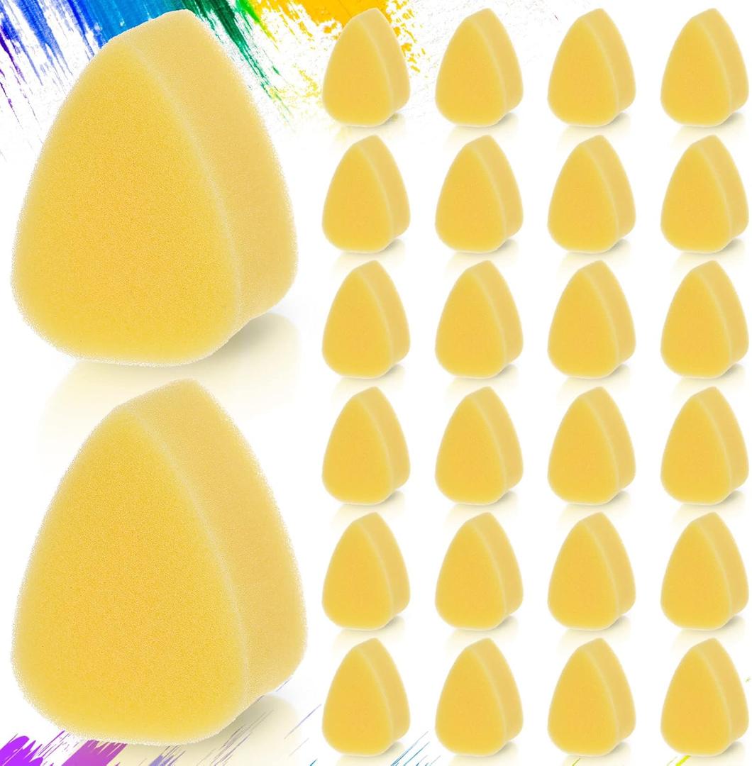 Yinkin 24 Pcs Face Paint Sponge Petal Face Painting Oval Sponges High Density Face Painting Supplies for Kids Adults Art Work Halloween Makeup Body Paint (Yellow)