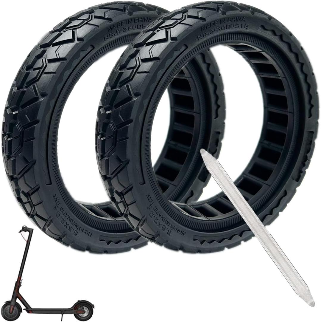 50/75-6.1 Off-road Solid Tire, 8 1/2 x2 Scooter tire, 8.5x2 Scooter Tubeless Solid Tire, for Gotrax GXL V2/XR/APEX Xiaomi M365/M365 Pro/Pro 2/1S/ 3/3 Lite Scooter (2 Pack) (A)
