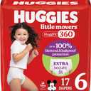 Huggies Size 6 Baby Diapers, Little Movers HuggFit 360 Baby Diapers with 360 Waistband, Size 6 (35+ lbs), 17 Count, Packaging May Vary