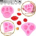 3 x Valentine's Day Fondant Molds Lips Love Heart Rose Silicone Mold Semi Sphere Ball Chocolate Molds For Cake Decorating Cupcake Topper Gum Paste Candy Polymer Clay Set Of 4