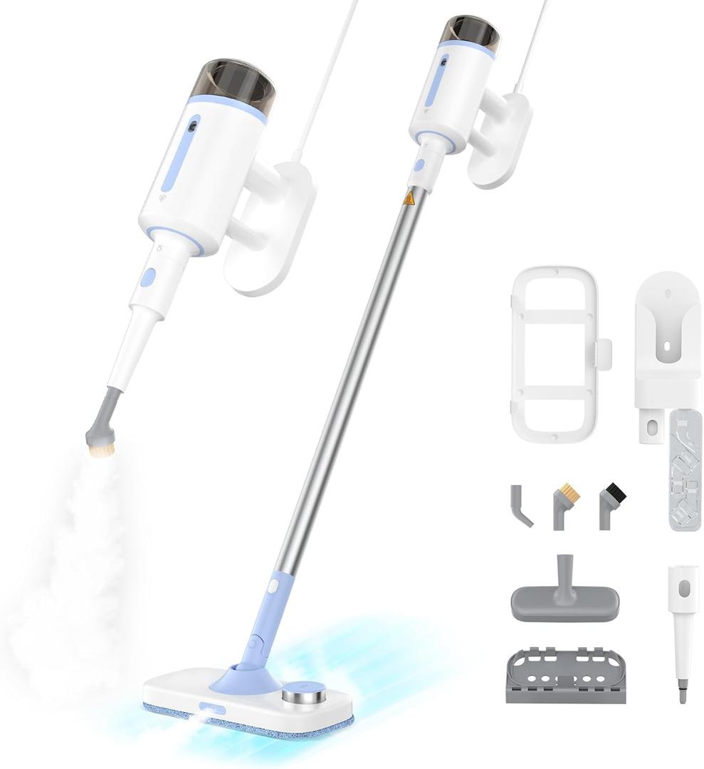7 in 1 Steam Mop for Floor Cleaning, Multipurpose Floor Steamer with Detachable Handheld Steam Cleaner Perfect for Hardwood Floors, Clothes, Windows, Tiles, Furniture, Carpet-white