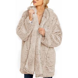 Dokotoo Womens 2025 Winter Long Sleeve Solid Fuzzy Fleece Open Front Hooded Cardigans Jacket Coats Outerwear with Pocket (XX-Large)
