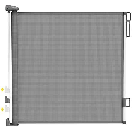 Babepai Retractable Baby Gates for Stairs, Dog Gates for Doorways, Mesh Baby Gate Extends to 54" Wide 34" Tall, Pet Gate Indoor Use for Hallways, Porch, Patio, Outdoor - Gray