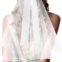 Geyoga Short Wedding Hair Bow Veil Women White Bridal Short Veil Bow with Clip Bachelorette Party Decoration Bridesmaid Gift