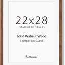 22x28 Picture Frame, 22 x 28 Poster Frame, Solid Walnut Wood & Tempered Real Glass, 22"x28" Wood Frame for Wall, Wooden 22 by 28 Frame for Home Decor, Large 22x28 Inch Art Frame, 1 Pack