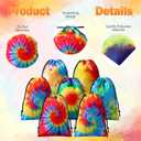24 Pcs Tie Dye Party Favor Bags Drawstring Birthday Gift Bag Candy Goodie Treat Bag Colorful Snacks Bag, Polyester Wrap Bags for Retro Tye dye Beach Party Decor School Supplies (9.8 x 7.1 Inch)