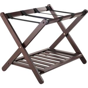 Winsome Reese Luggage Rack with Storage Shelf, for Guest Room, No Assembly, Cappuccino