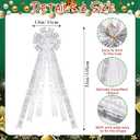 Christmas Tree Topper White - 53x13 inch White Tree Topper Bow with Streamers Silver Snowflake Tree Topper Bow Xmas Tree Home Decor