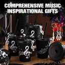 Skylety 24 Sets Music Themed Gifts Musical Tumbler Cups Bulk 24 oz Reusable Musical Note Plastic Tumbler with Straw and Lid Keychain Gifts for Music Lover Party Favor (Black)