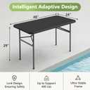 MAKE CHANGES 48" Folding Round Table, Heavy Duty Plastic Commercial Dinner Table with Foldable Steel Legs, Portable Banquet Table for Party, Events, Office, Indoor, Outdoor, Black