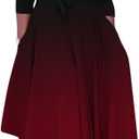 BFFBABY Women's Wrap V Neck Plus Size Maxi Dresses 3/4 Sleeves Chain Floral Printed Swing Dress with Belt