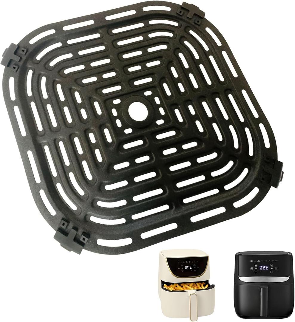 6QT Air Fryer Grill Plate for Bella Pro Series/Paris Hilton Air Fryers, Upgraded Grill Pan Crisper Plate Rack Tray Grate Grid Shelf for 6QT Paris Hilton Air Fryer, Dishwasher Safe, Nonstick