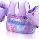 Nemone Toddler Swim Vest for 22-70 lbs Kids Floaties Swim Jacket with Arm Water Wings for Girls Boys 1 2 3 4 5 6 7 Years Old Beach Pool 20 30 40 50 60 66 Pounds Puddle Jumper (A-Purple Mermaid)