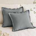 MIULEE Linen Throw Pillow Covers, 2 Piece 18x18 Inch Light Grey, Boho Euro Pillowcases for Bed to Infuse Elegance, Ideal for Sofa Couch Cushion in Home Decor Upgrade