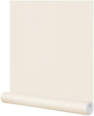 FUKU MON 24"x394" Beige Peel and Stick Wallpaper Matte Beige Cream Contact Paper Solid Beige Wall Paper Self-Adhesive Thick Vinyl Removable Texture Cream Wallpaper for Cabinets Wall Decoration