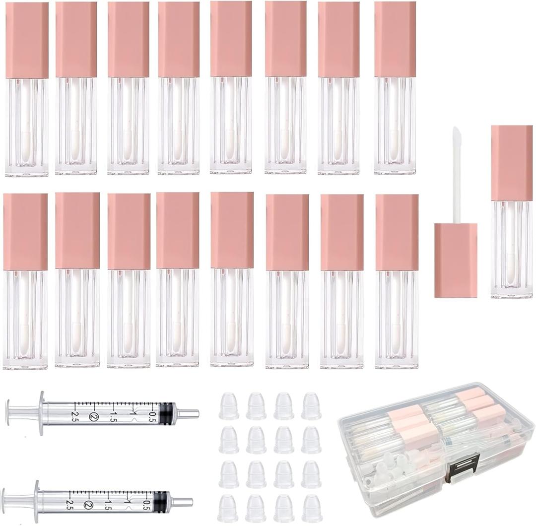Mini Lip Gloss Tubes Empty With Wand Diy Lipgloss Making Kit For Small Businesses Pink Cute Containers Empty Lip Balm Tubes16PCS