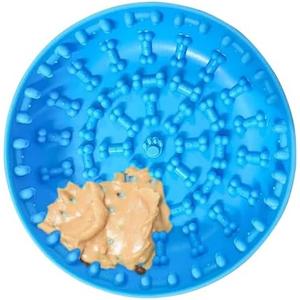 Lick Mat Bowl for Dog–Easy-to-Clean, Non-Slip Design BPA-Free Silicone Lick Mat–Great for Yogurt, or Peanut Butter–Fun Enrichment Slow Feeder & Interactive Dog Toy for Anxiety and Boredom Relief–Blue