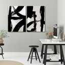 Black and White Brush Stroke Canvas Wall Art Modern Abstract Minimalist Ink Line Painting Picture Mid Century Geometric Prints Poster Retro Graffiti Artwork for Office Home Decor 16x24in