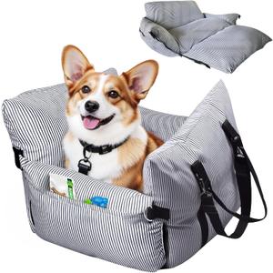 Dog Car Seat for Medium/Small Dogs,Pet Car Seat Travel Bed Detachable Washable Dog Booster Seats Under 30 lbs,Portable Cars Travel Carrier Bed with Storage Pockets and Dogs Safety Belt (Gray stripe) Dog Car Seat for Medium/Small Dogs,Pet Car Seat Travel Bed Detachable Washable Dog Booster Seats Under 30 lbs,Portable Cars Travel Carrier Bed with Storage Pockets and Dogs Safety Belt (Gray stripe)