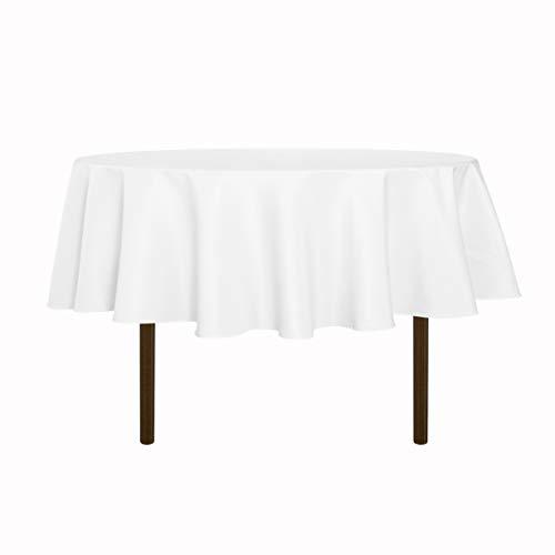 2PCS sancua 60 Inch Round Tablecloth (Fits 20-48 Inch Tables), Water Resistant Spill Proof Washable Polyester Table Cloth Decorative Fabric Table Cover for Dining, Buffet Parties and Camping, White 