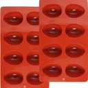 2 Pack Silicone Egg Molds 8 Cavity Easter Silicone Candy Mold 3D Egg-Shaped Silicone Baking Mold for Chocolate, Jello, Mini Cakes, DIY Desserts, Candy, Ice, Pudding, Baking (2, Brick Red)