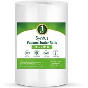 Syntus Vacuum Sealer Bags, 1 Roll 8" x 50' Commercial Grade Bag Rolls, BPA Free Food Vac Bags for Storage, Meal Prep or Sous Vide