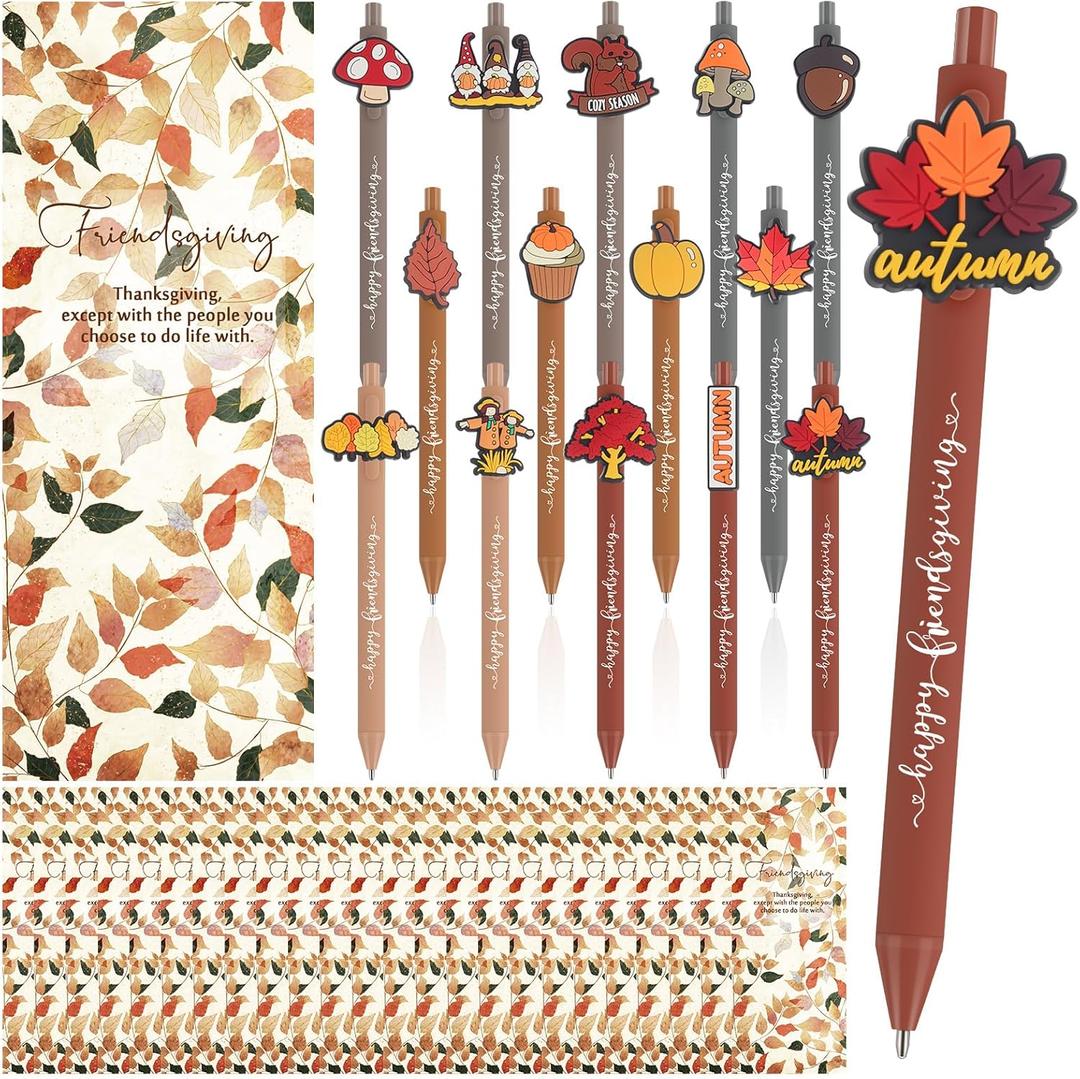 Ctosree 40 Sets Friendsgiving Party Favors Bulk Thanksgiving Fall Pens with Maple Leaf Bookmarks Turkey Pens Thanksgiving Gifts for Friends Families Coworkers Employee Holiday Office Party Souvenirs