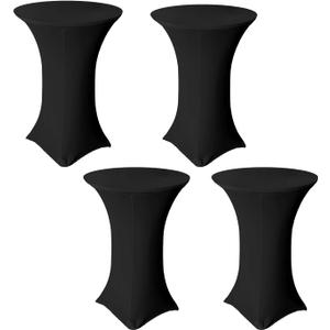 4 Pack 36x43 Inch Black Spandex Cocktail Table Covers, Cocktail Table Tablecloth, Stretch Tablecover for Party Wedding Bar Banquet(36x43 Inch, 4pc Black)