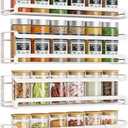 Spice Rack wall-mounted 4 Pack, Space-Saving Spice Organizer for Spice Jars and Seasonings, Screw or Adhesive Hanging Spice Rack Organizer for Your Kitchen Cabinet, or Pantry Door, White