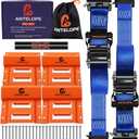 A ANTELOPE Heavy Duty Wheel Chock Tie Down Kit, 4400lbs Break Strength Trailer Tire Straps System, ETrack Trailer Tire Straps for ATV, UTV, Mower