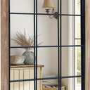 Farmhouse Arch Wood Window Mirror, 24X36 Decorative Arch Wall Mirror, Wood Framed Rustic Mirror Metal Inner Frame Wall Decor for Entryway & Living Room,Natural