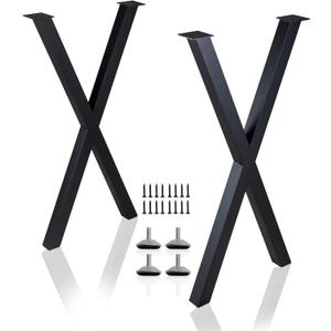 Taelakeni 36 Inch Table Legs Metal Desk Dinning Bar Table Legs with Adjustment Feet Pads, Set of 2 (Black)