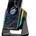 Wireless Induction Portable Bluetooth Speaker - 5 in1 Bluetooth Speaker Phone Stand with Colorful Ambient Light 360 Rotation Compatible with Most Phones - Unique Birthday Gift for Men Women Adults (Black)