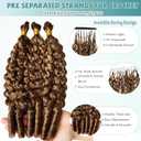 Burmese Curly Crochet Human Hair 50g Pre-separated Feather Crochet Hair Highlight Ombre Strawberry Brown Invisible Miracle Knots Hair 22 Inch Pre-looped Curly Wavy Bundles with Spiral Curl