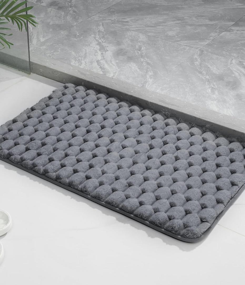 YIHOUSE Bathroom Rugs 20"x32", 1 inch Thick Extra Soft Absorbent Bath Mat for Bathroom, Non-Slip, Dry Quickly, Machine Washable Bath Rug for Sink, Shower, Toilet, Grey