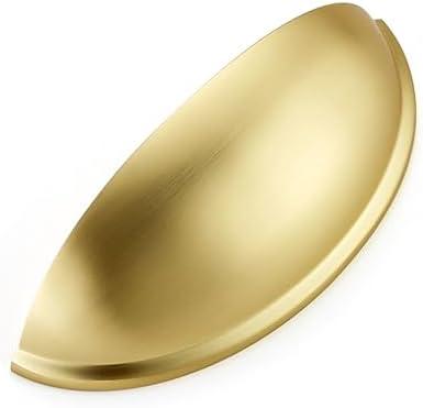 Ravinte 5 Pack 3" Drawer Pulls Brushed Brass Cabinet Cup Pulls Kitchen Hardware Cabinet Handles Drawer Handles Knobs 3 inch Hole Center