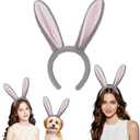 Edoneery Reindeer Antlers Headband for Women, Christmas Furry Deer Antlers Animal Ears Hairband for Cosplay Party Costume