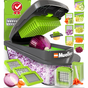 Mueller Pro-Series 10-in-1, 8 Blade Vegetable Slicer, Onion Mincer Chopper, Vegetable Chopper, Cutter, Dicer, Egg Slicer with Container