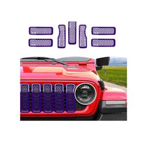 Front Grille Mesh Inserts Grill Decoration Exterior Accessories Compatible with Jeep Wrangler JL JLU & Gladiator JT 2024+,Purple