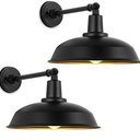 15" Large Black Outdoor Gooseneck Barn Lights - Classic Farmhouse Wall-Mounted Gooseneck Lights, Waterproof and Rust-Resistant, for Garage or Porch Outdoor Lighting, 2-Pack