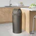 Umbra Venti Trash Can, Swing Top Lid Kitchen Garbage Can, 16 Gallon, Pewter
