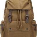 Retro Canvas & Leather Laptop Backpack, 15.6 Inch Durable Unisex Bag for Hiking, Work & Travel, Water Resistant Daypack