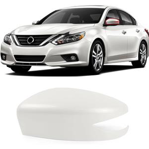 Moonlinks Compatible with Nissan Altima 2013-2018, Sentra 2013-2019 Left Side Mirror Cover Replacement, White Exterior Driver Side Door Rear View Side Mirror Cap Cover WITH Signal Light