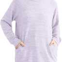 Girls Long Sleeve Shirts Casual Tees Raglan Crewneck Sweatshirts Loose Fit Pullover with Pockets for 6-13 Years (Purple)