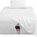 Extra Deep Pocket Twin Sheet Set for Air Mattress, 3 Piece Air Bed Sheets Set with 18-24 Inches Depth, Soft & Breathable Inflatable Bed Sheet Set with Flat Sheet, Fitted Sheet and Pillowcase, White